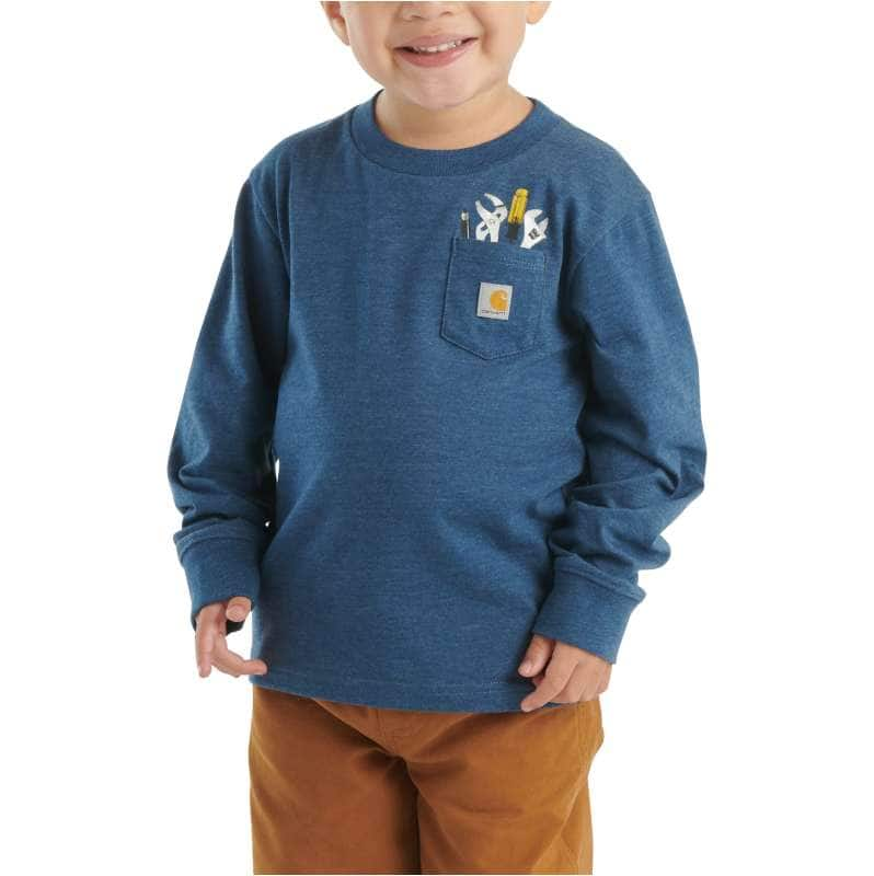 Carhartt  Deep Lagoon Heather Boys' Long-Sleeve Tool Pocket T-Shirt (Infant/Toddler/Child)