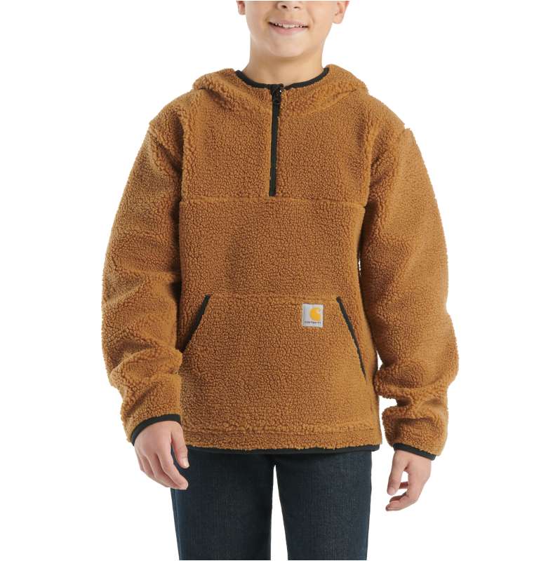 Carhartt  Carhartt Brown Boys' Long-Sleeve Fleece Hooded Half-Zip Sweatshirt (Toddler/Child/Youth)