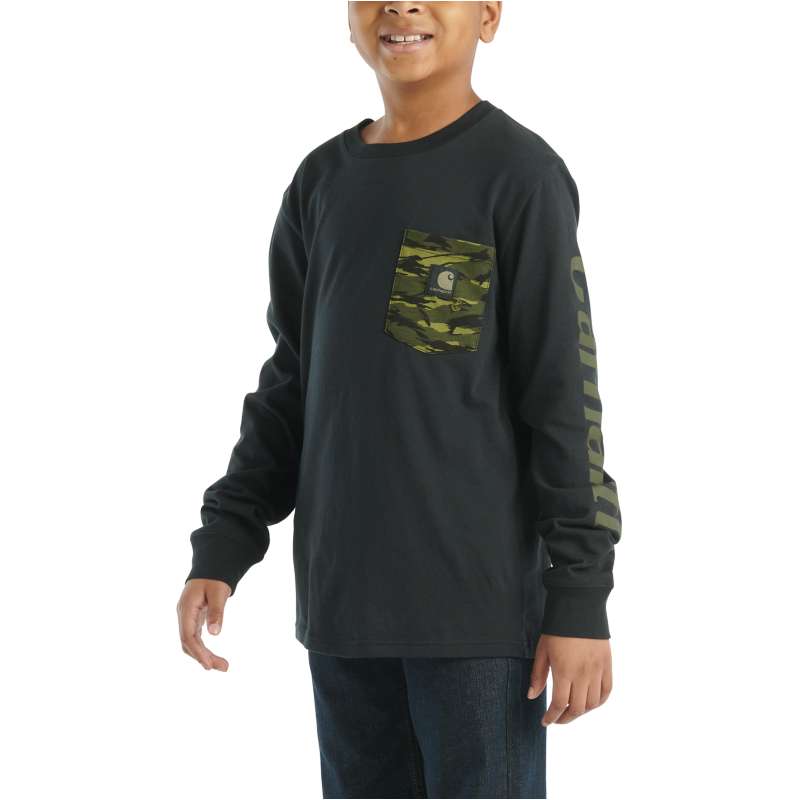 Carhartt  Black Boys' Long-Sleeve Pocket T-Shirt (Toddler/Child/Youth)