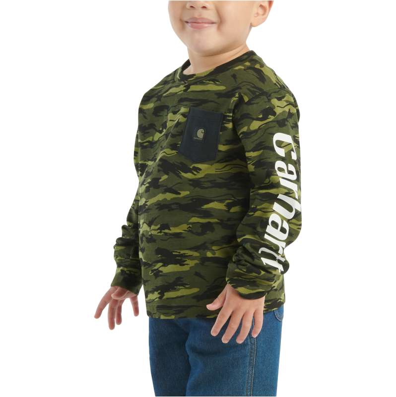 Carhartt  Green Camo Boys' Long-Sleeve Camo Pocket T-Shirt (Toddler/Child/Youth)