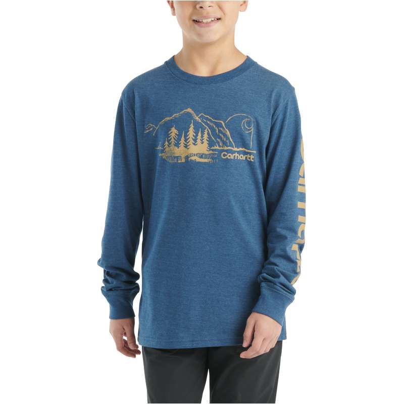 Carhartt  Deep Lagoon Heather Boys' Long-Sleeve Graphic T-Shirt (Child/Youth)