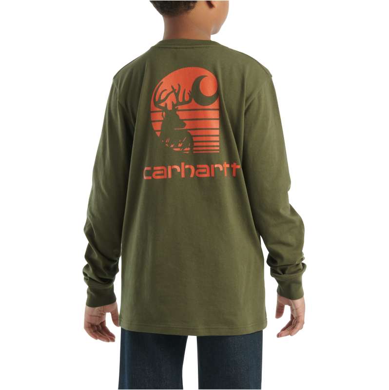 Carhartt  Olive Boys' Long-Sleeve Graphic Pocket T-Shirt (Child/Youth)