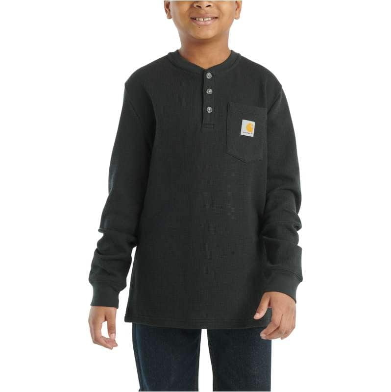 Carhartt  Black Boys' Long-Sleeve Henley Pocket T-Shirt (Toddler/Child/Youth)