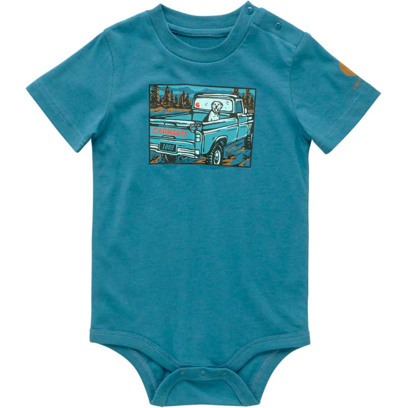 Carhartt  Summer Blue Boys' Short Sleeve Truck Bodysuit (Infant)
