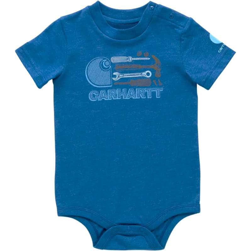 Carhartt  Deep Ocean Heather Boys' Short Sleeve Tools Bodysuit (Infant)