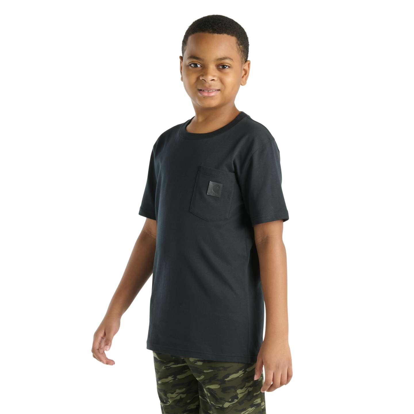 Детская футболка Carhartt Short Sleeve Tonal Pocket T-Shirt (Toddler/Child/Youth), цвет: Чёрный — фото 3