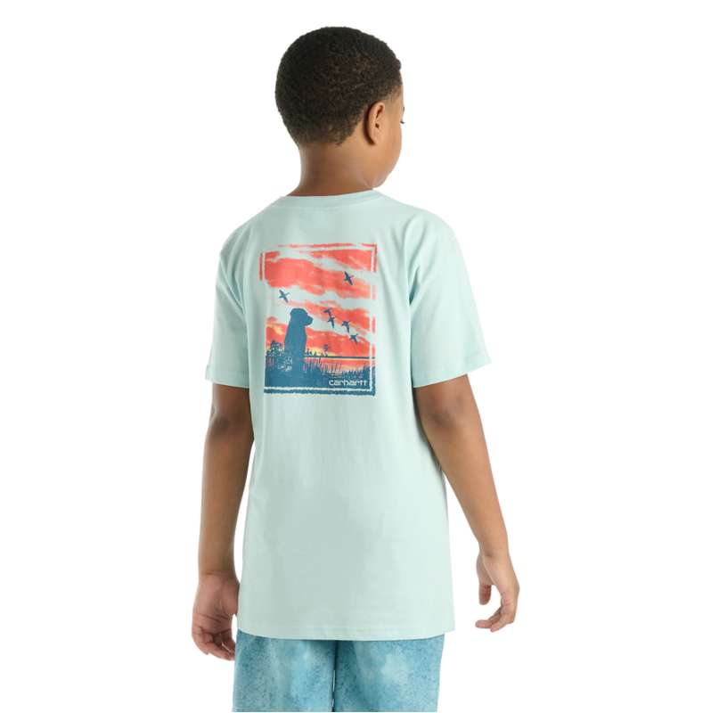 Carhartt  Pale Blue Boys' Short Sleeve Pocket Sunset Dog T-Shirt (Toddler/Child/Youth)