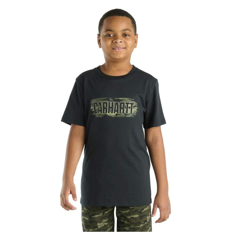 Carhartt  Black Boys' Short Sleeve Camo Logo T-Shirt Caviar (Child/Youth)