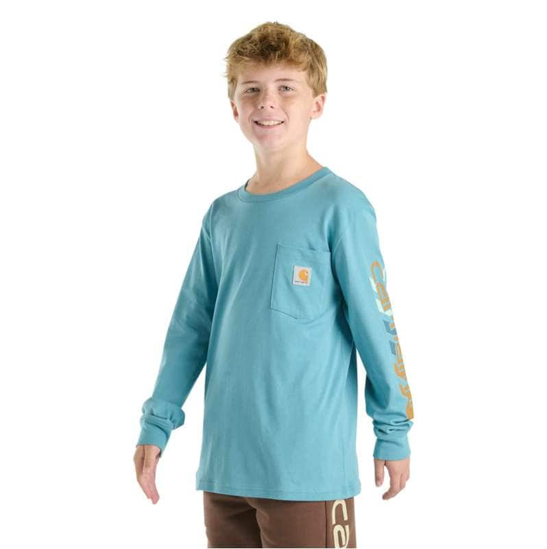 Carhartt  Summer Blue Boys' Long Sleeve Graphic Pocket T-Shirt (Toddler/Child/Youth)