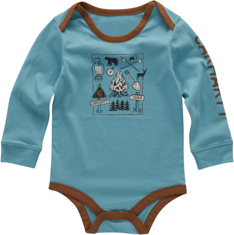 Carhartt  Dusted Aqua Boys' Long Sleeve Camping Bodysuit (Baby)