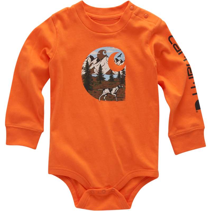 Carhartt  Blazing Bonfire Boys' Long Sleeve Dog “C” Bodysuit (Baby)