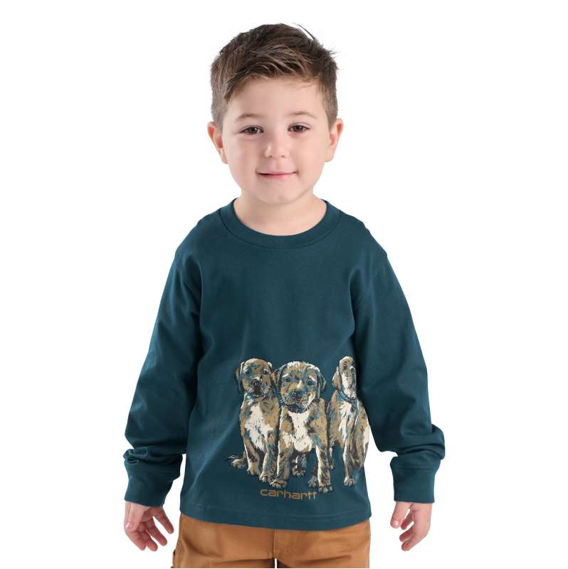 Carhartt  Greenstone Boys' Long Sleeve Puppy T-Shirt (Toddler)