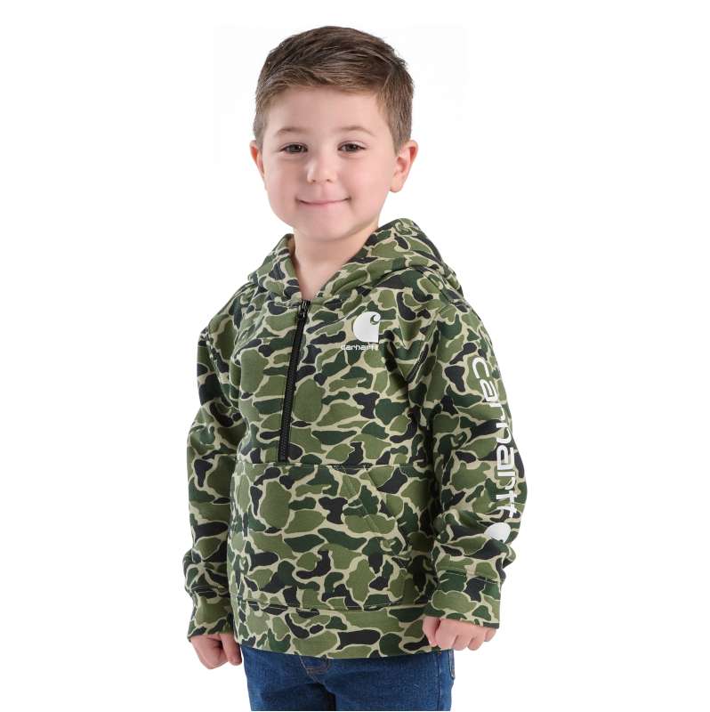 Carhartt  Green Duck Camo Boys' Long Sleeve Half-Zip Camo Sweatshirt (Baby/Toddler)