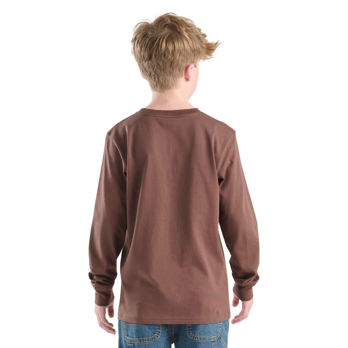 Футболка Carhartt Long Sleeve Logo T-Shirt (Toddler/Child/Youth) для мальчиков, цвет: Каштановый — фото 4