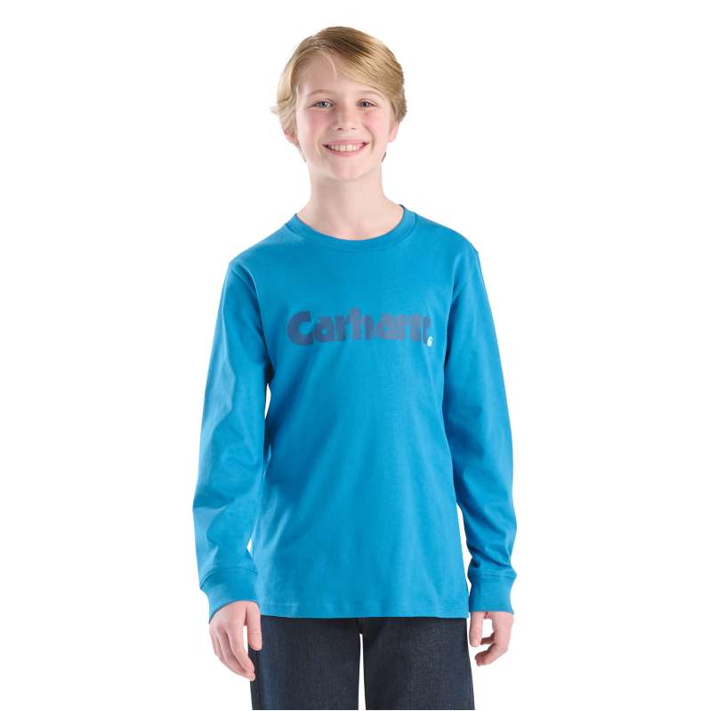 Carhartt  Horizon Blue Boys' Long Sleeve Logo T-Shirt (Toddler/Child/Youth)