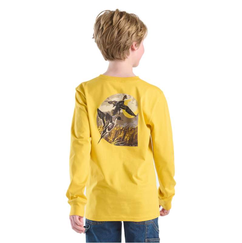 Carhartt  Brilliant Yellow Boys' Long Sleeve Duck Pocket T-Shirt (Child/Youth)
