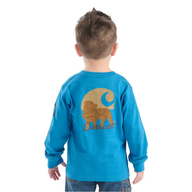 Carhartt  Horizon Blue Boys' Long Sleeve Dog Pocket T-Shirt (Toddler/Child/Youth)