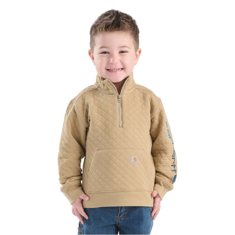 Carhartt  Dark Khaki Boys' Long Sleeve Quarter-Zip Sweatshirt (Toddler/Child/Youth)