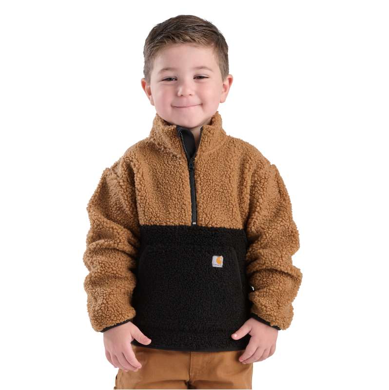 Carhartt  Black Boys' Long Sleeve Sherpa Half-Zip Sweatshirt (Toddler/Child/Youth)