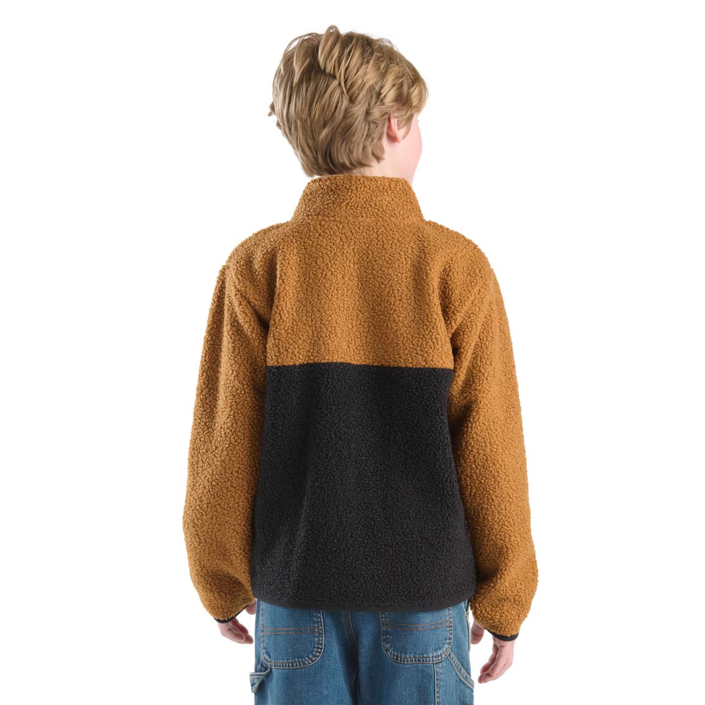Толстовка Carhartt Long Sleeve Sherpa Half-Zip Sweatshirt (Toddler/Child/Youth) для мальчиков, цвет: Чёрный — фото 3