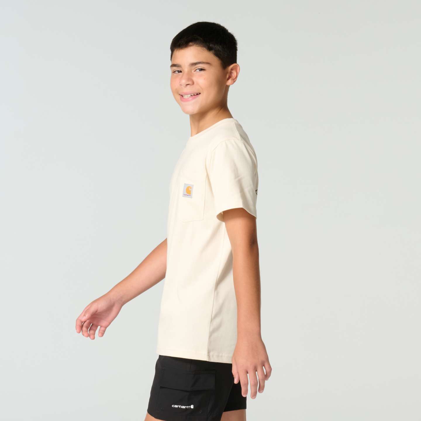 Футболка Carhartt Short Sleeve Dog Tee (Child/Youth) для мальчиков, цвет: Меловой — фото 3
