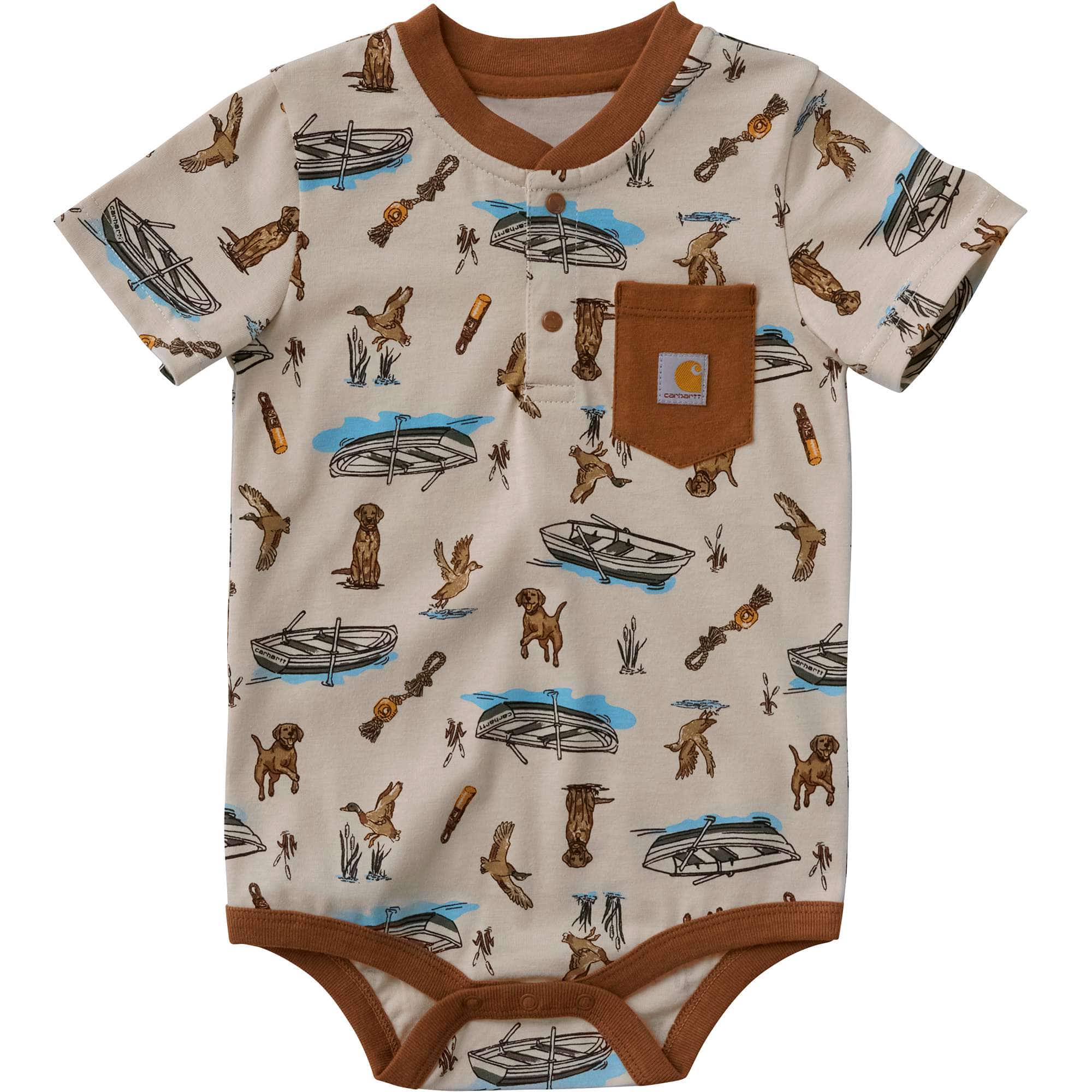 Carhartt Boys' Short Sleeve Henley Duck Dog Bodysuit (Baby)