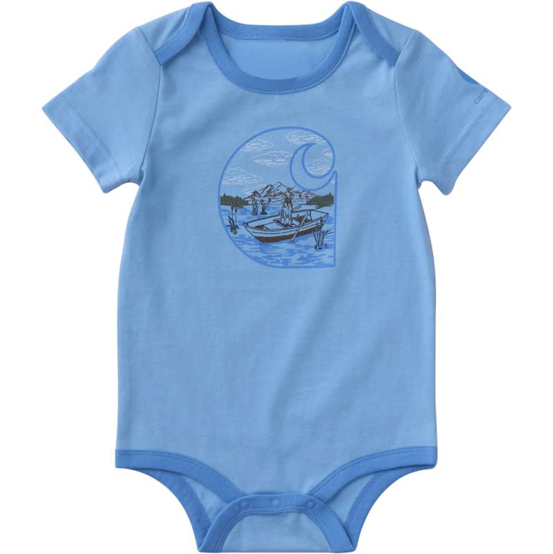 Carhartt  Powder Blue Boys' Short Sleeve Fishing Bodysuit (Baby)