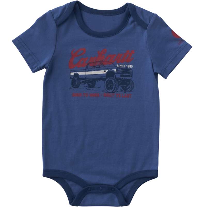 Carhartt  Marlin Heather Boys' Short Sleeve Truck Bodysuit (Baby)