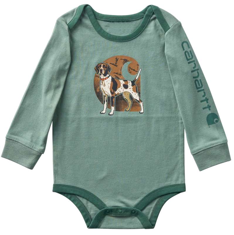 Carhartt  Vintage Green Boys' Long Sleeve Dog Bodysuit (Baby)