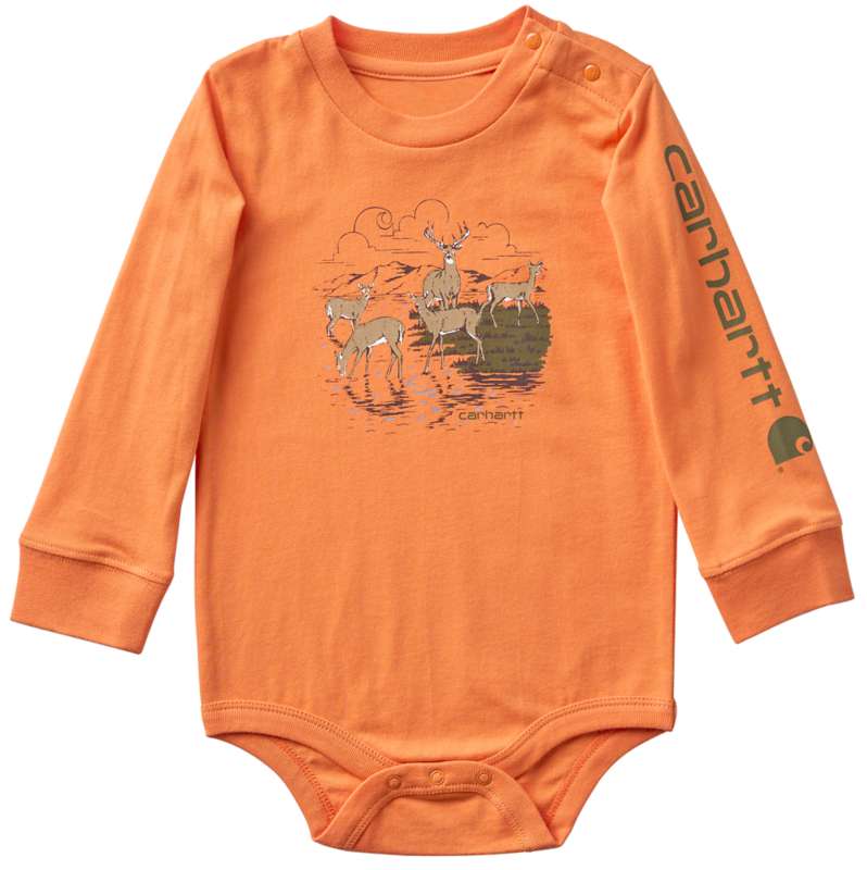 Carhartt  Mandarin Red Boys' Long Sleeve Deer Bodysuit (Baby)
