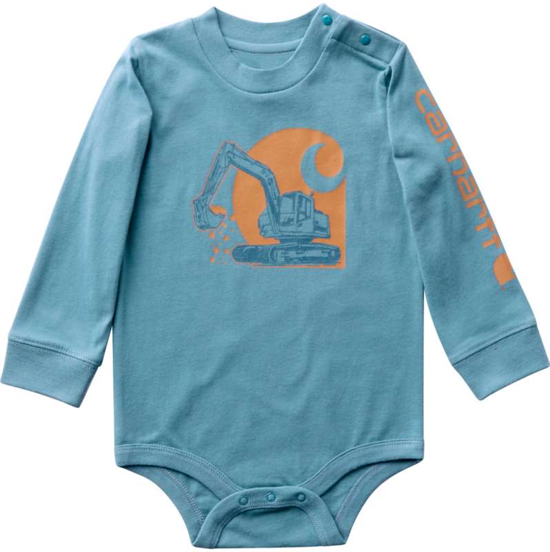 Carhartt  Harbor Teal Boys' Long Sleeve Construction Bodysuit (Baby)