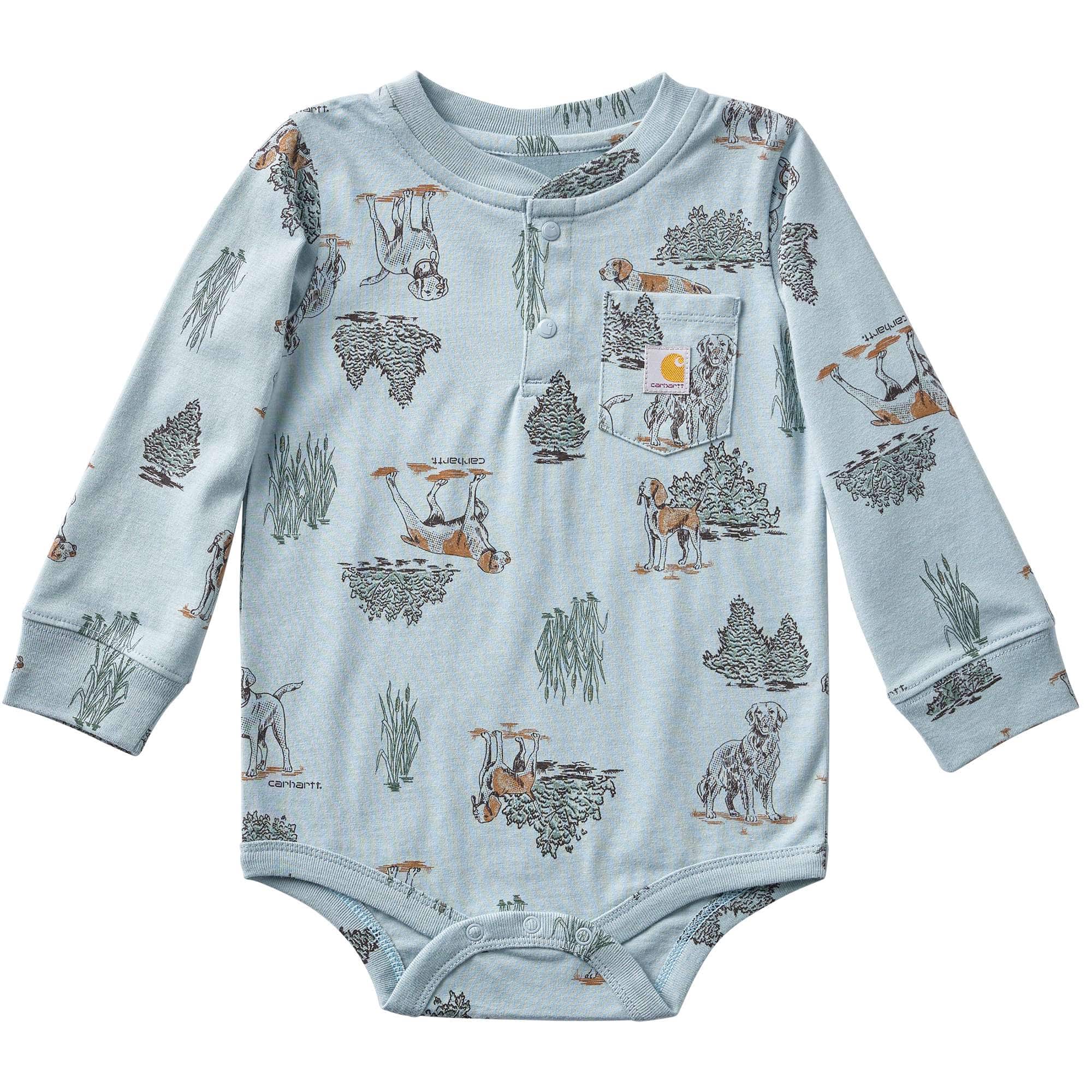 Carhartt Boys' Long Sleeve Printed Henley Bodysuit (Baby)