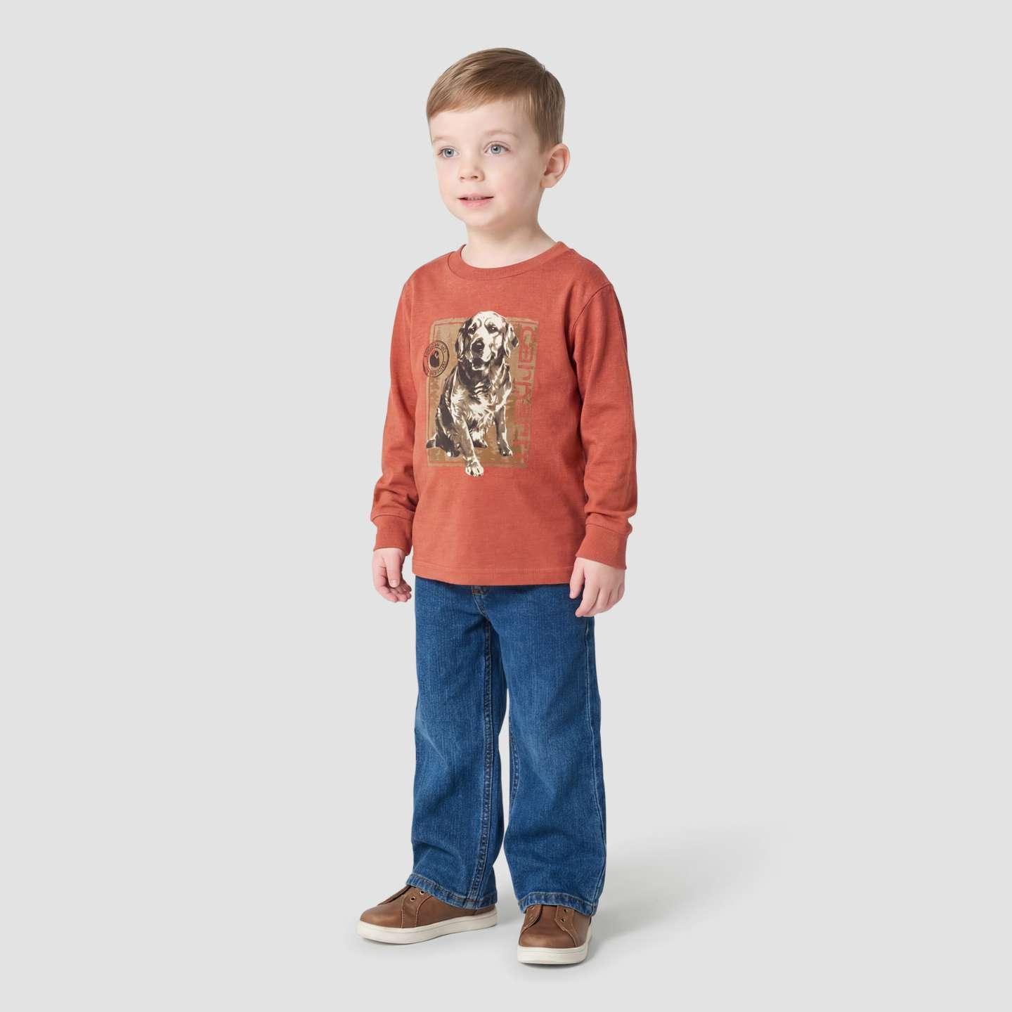 Рубашка Carhartt Long Sleeve Dog для мальчиков, цвет: Красный меланжевый — фото 3