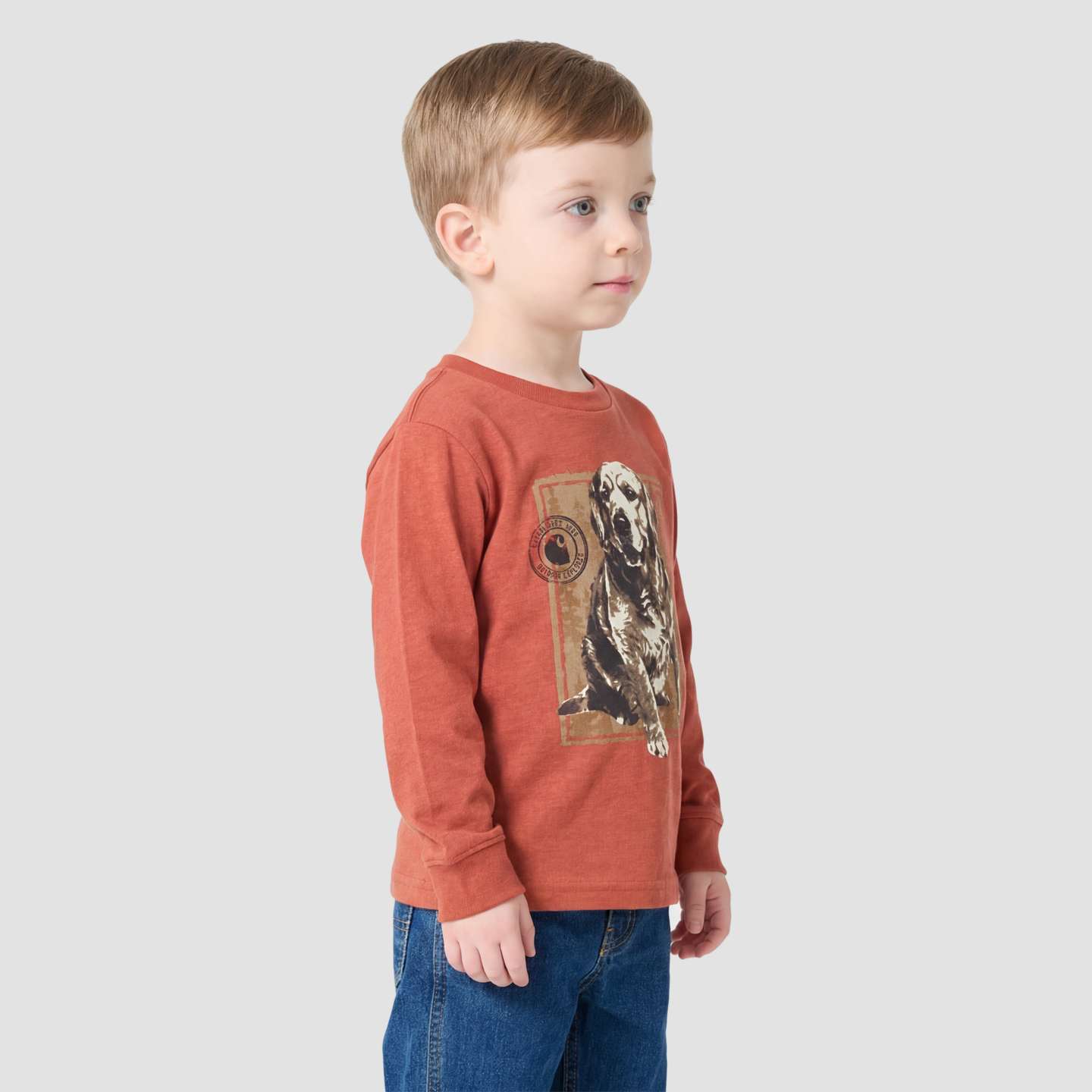 Рубашка Carhartt Long Sleeve Dog для мальчиков, цвет: Красный меланжевый — фото 4