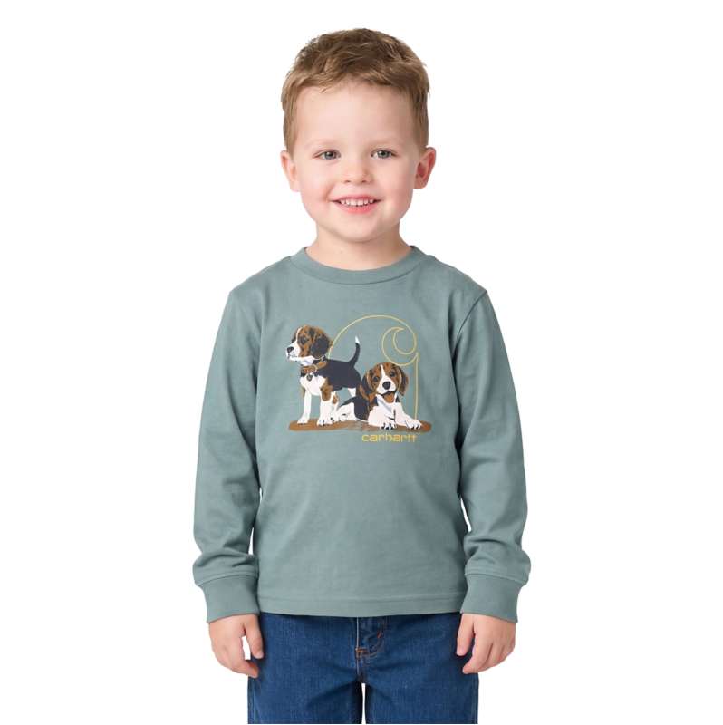 Carhartt  Vintage Green Boys' Long Sleeve Puppy T-Shirt (Toddler)