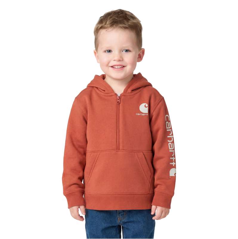 Carhartt  Homestead Red Boys' Long Sleeve Half-Zip Hooded Logo Sweatshirt (Baby/Toddler)