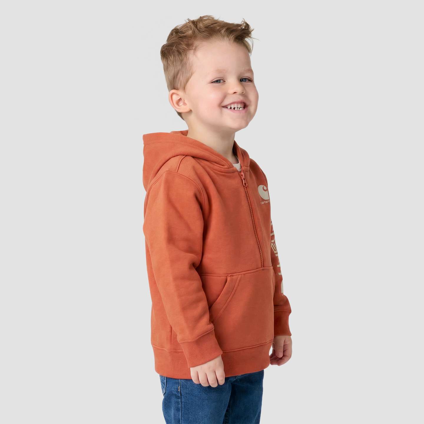 Свитшот Carhartt Long Sleeve Half-Zip Hooded Logo Sweatshirt для мальчиков-малышей, цвет: Красный — фото 4