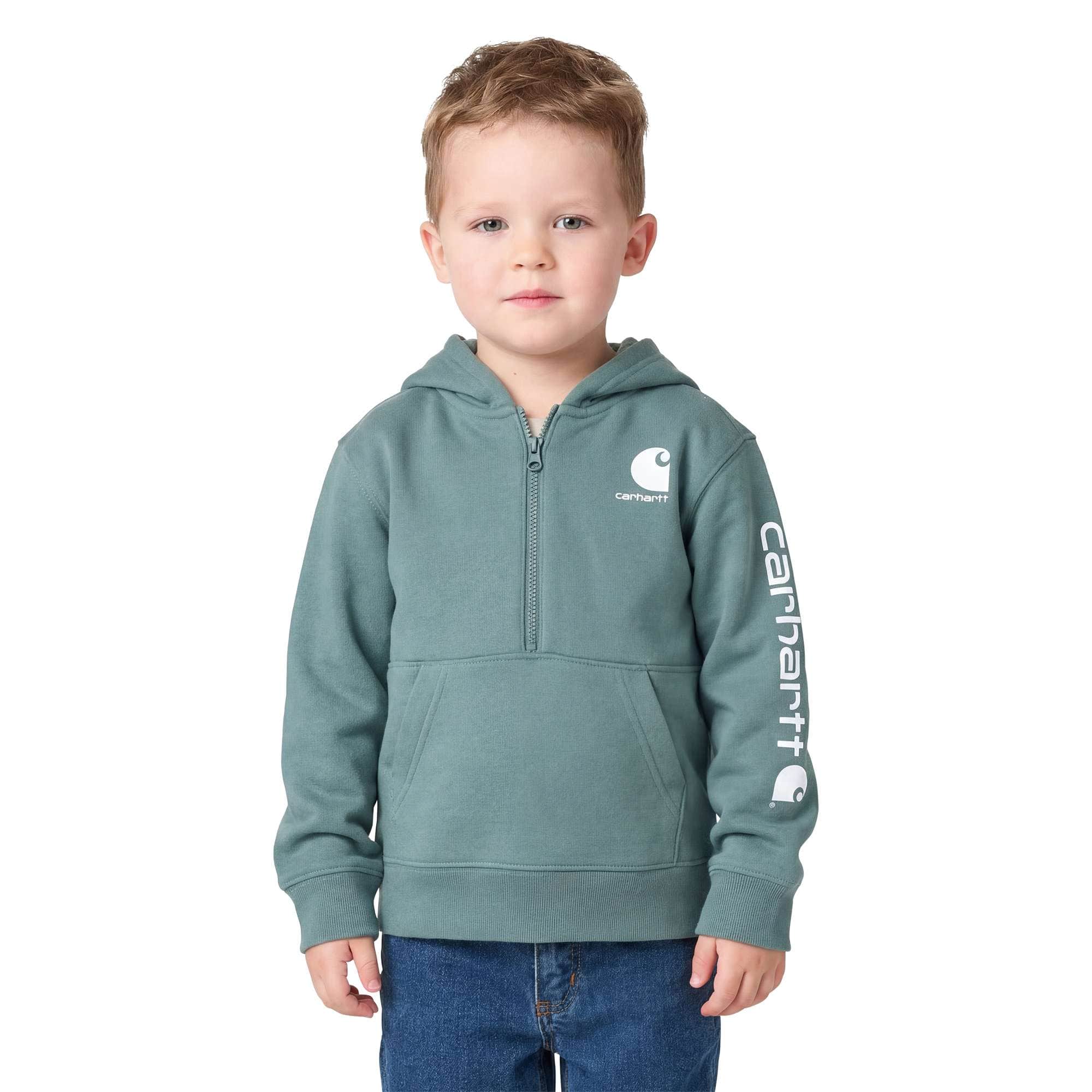 Carhartt Boys' Long Sleeve Half-Zip Hooded Logo Sweatshirt (Baby/Toddler)
