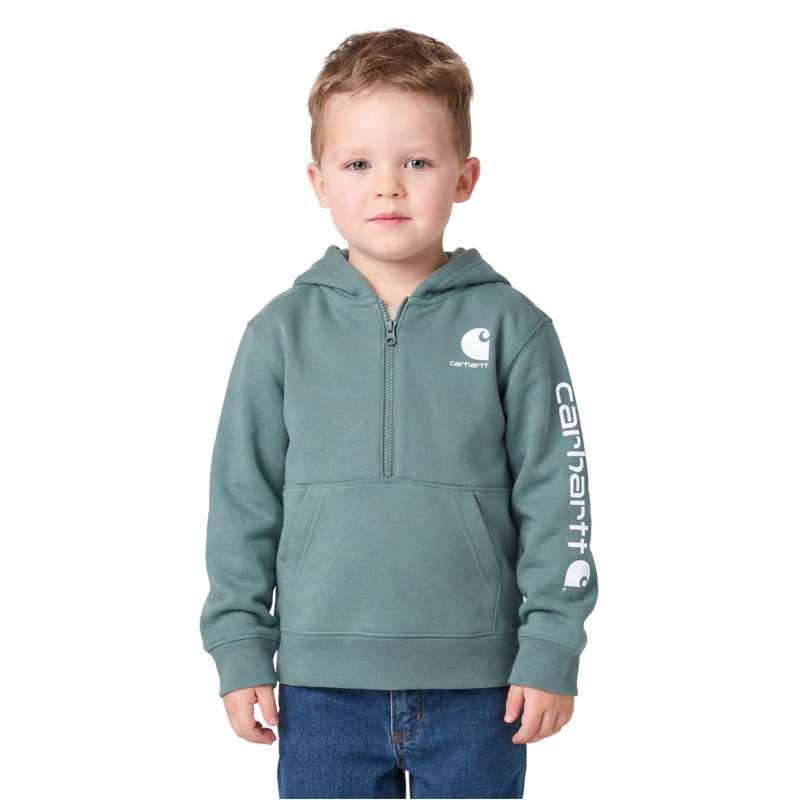 Carhartt  Vintage Green Boys' Long Sleeve Half-Zip Hooded Logo Sweatshirt (Baby/Toddler)