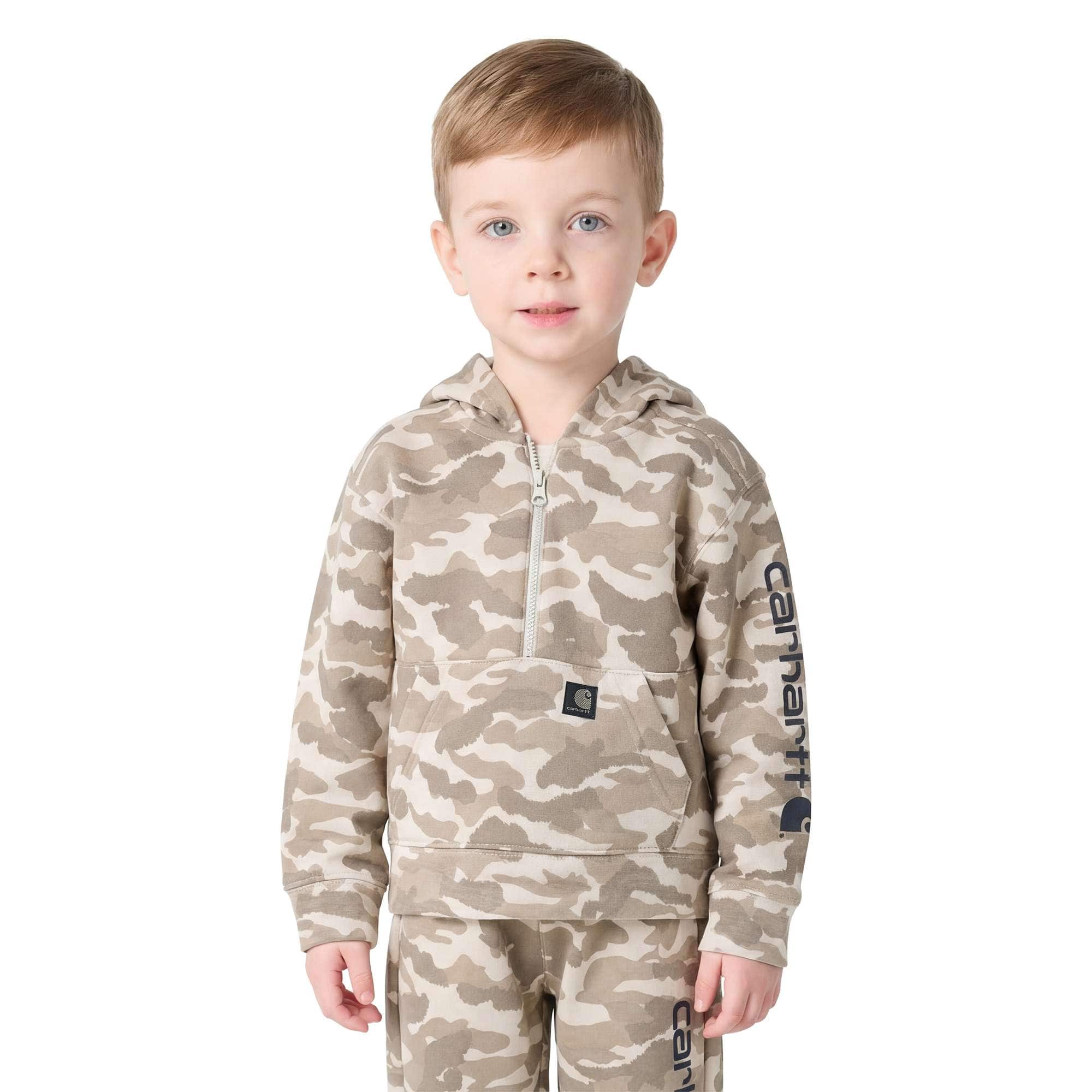 Carhartt Boys' Long Sleeve Half-Zip Camo Logo Hooded Sweatshirt (Baby/Toddler)