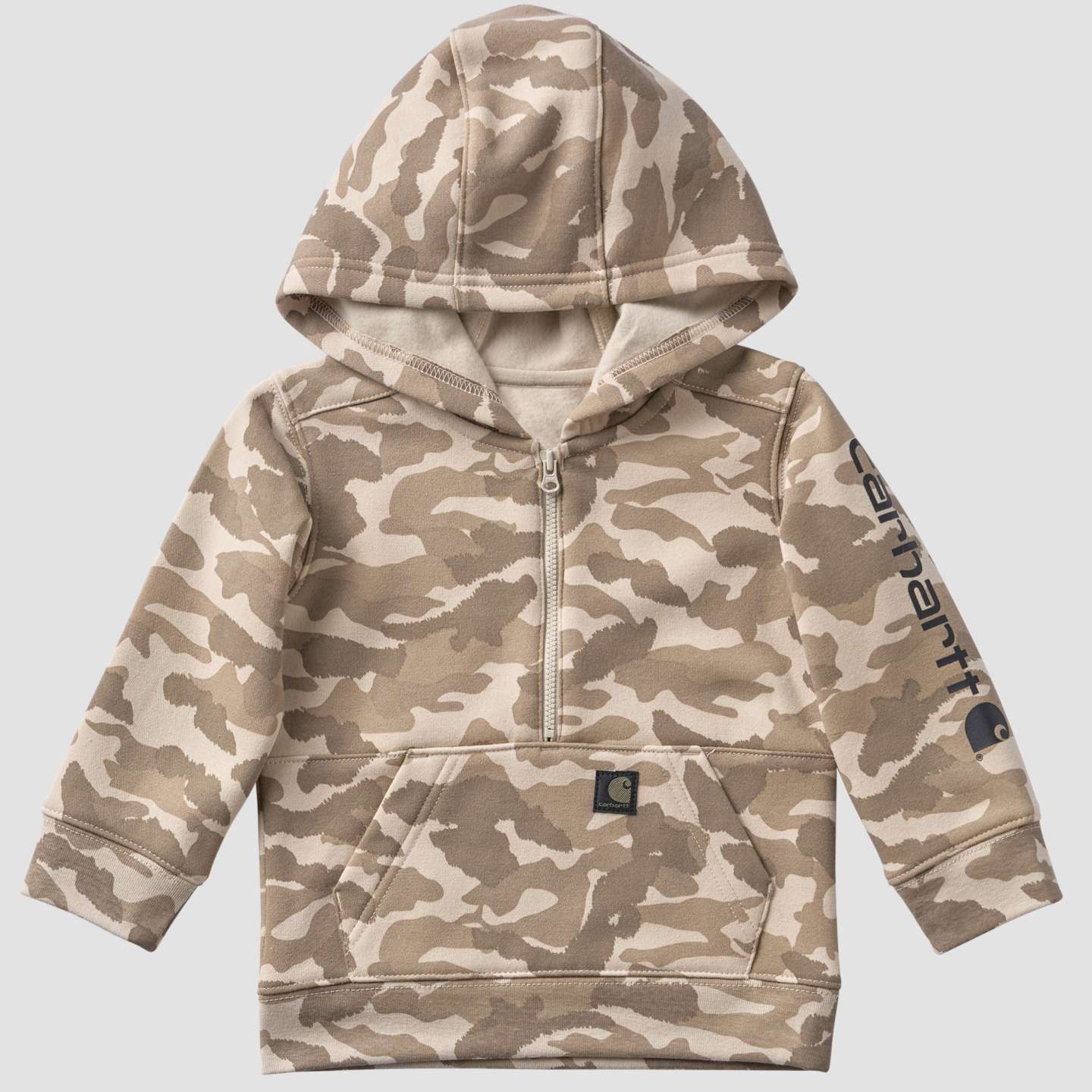Худи Carhartt Long Sleeve Half-Zip Camo Logo Hooded Sweatshirt для мальчиков-малышей, цвет: Бежевый — фото 5
