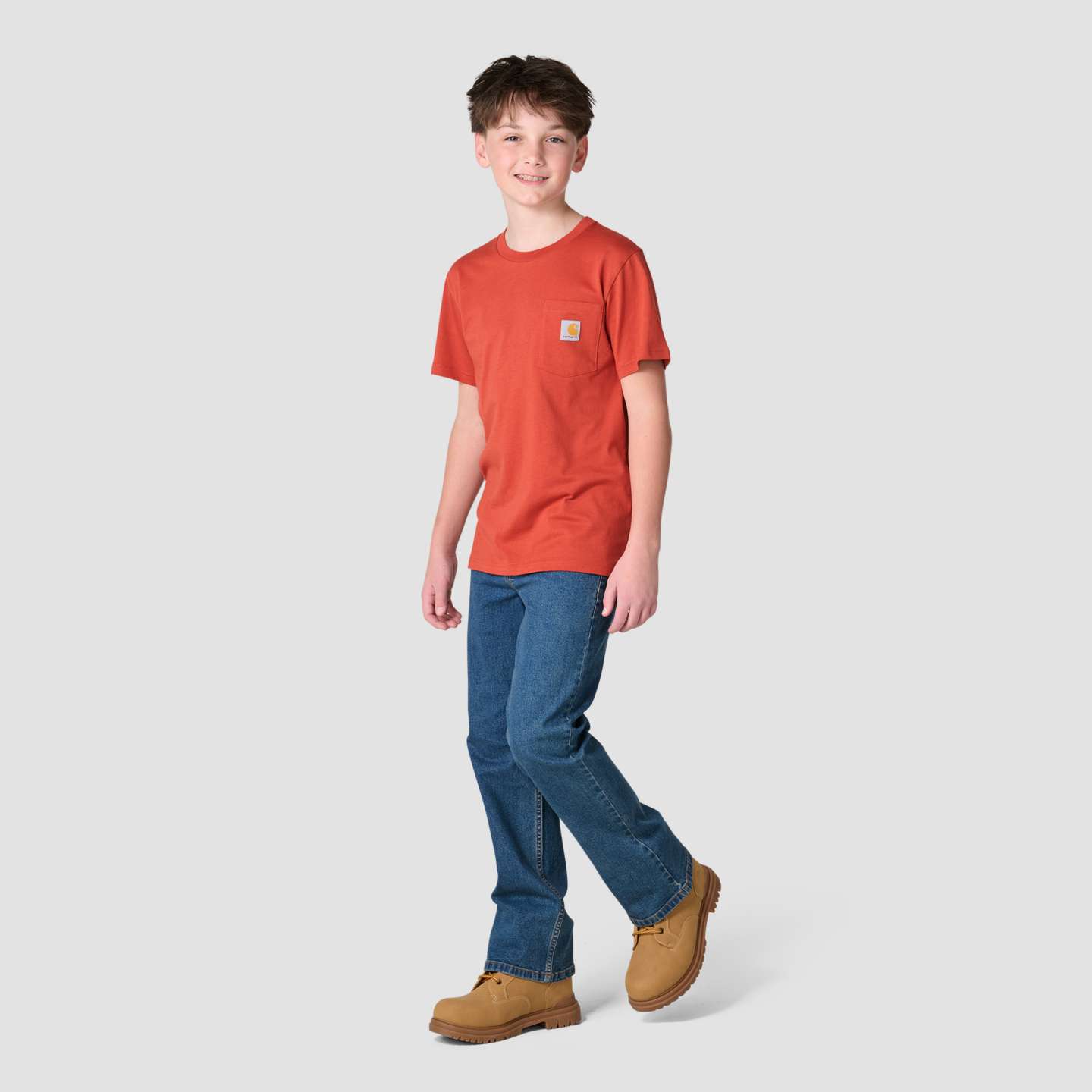 Футболка Carhartt Short Sleeve Pocket T-Shirt (Toddler/Child/Youth) для мальчиков, цвет: Красный — фото 3