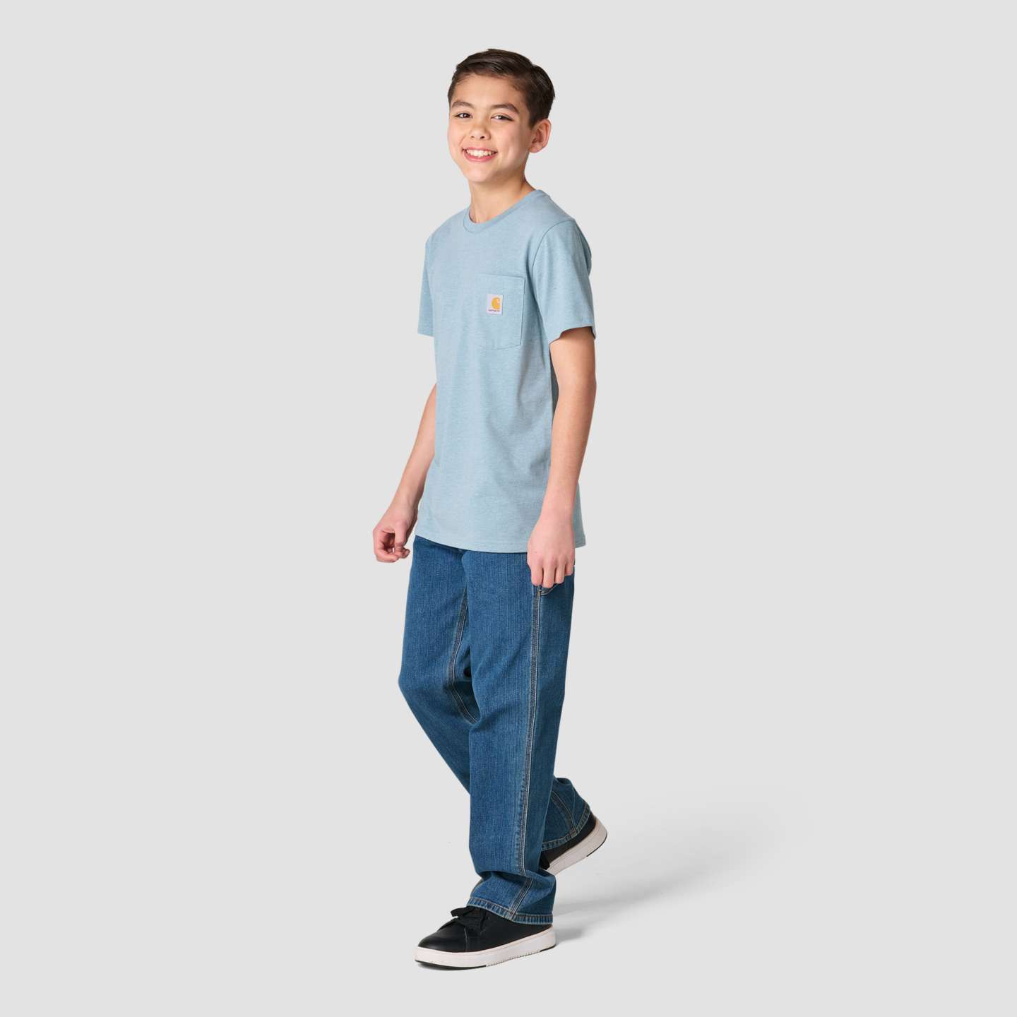 Футболка Carhartt Short Sleeve Bear "C" Pocket-Tee для мальчиков, цвет: Бирюзовый меланжевый — фото 3
