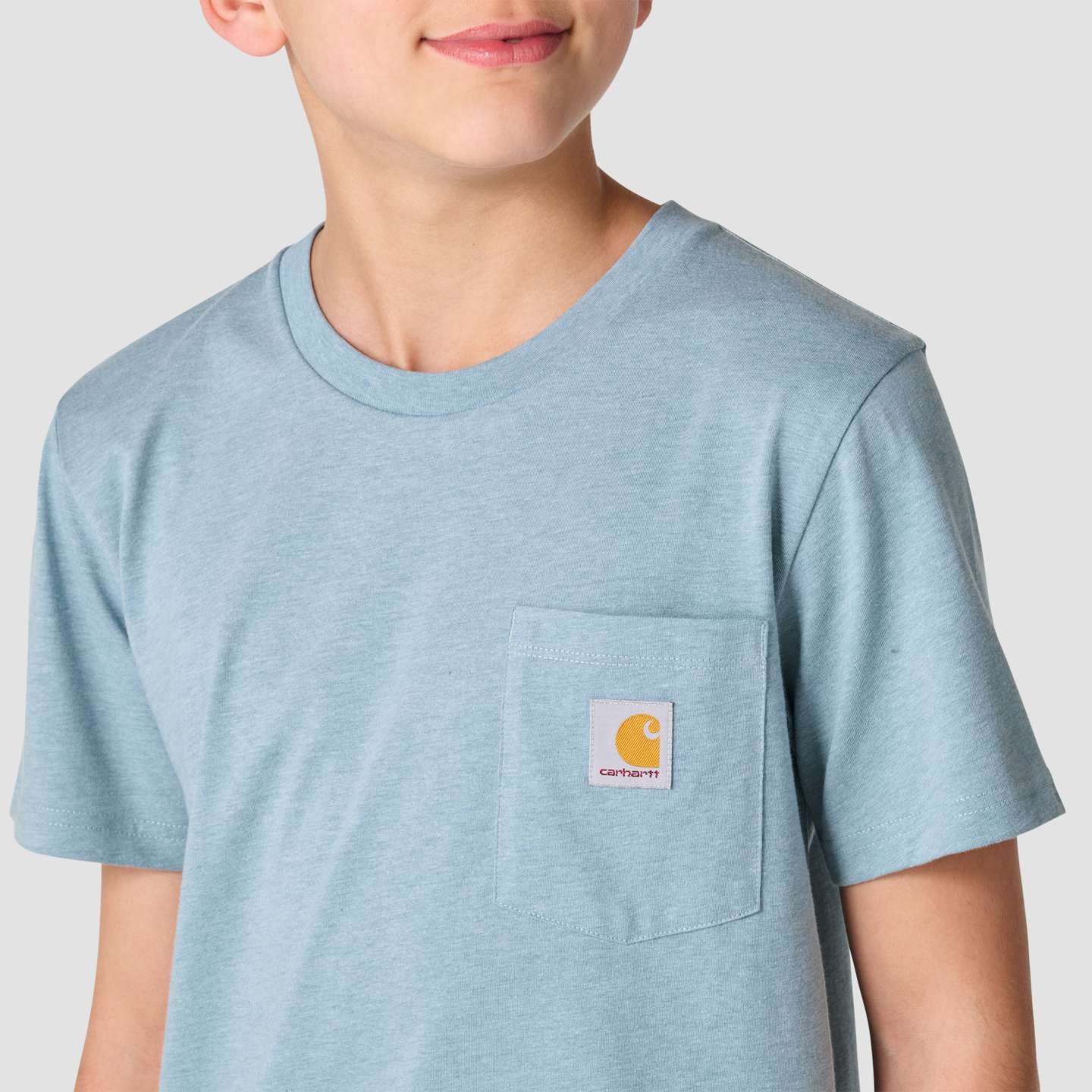 Футболка Carhartt Short Sleeve Bear "C" Pocket-Tee для мальчиков, цвет: Бирюзовый меланжевый — фото 6