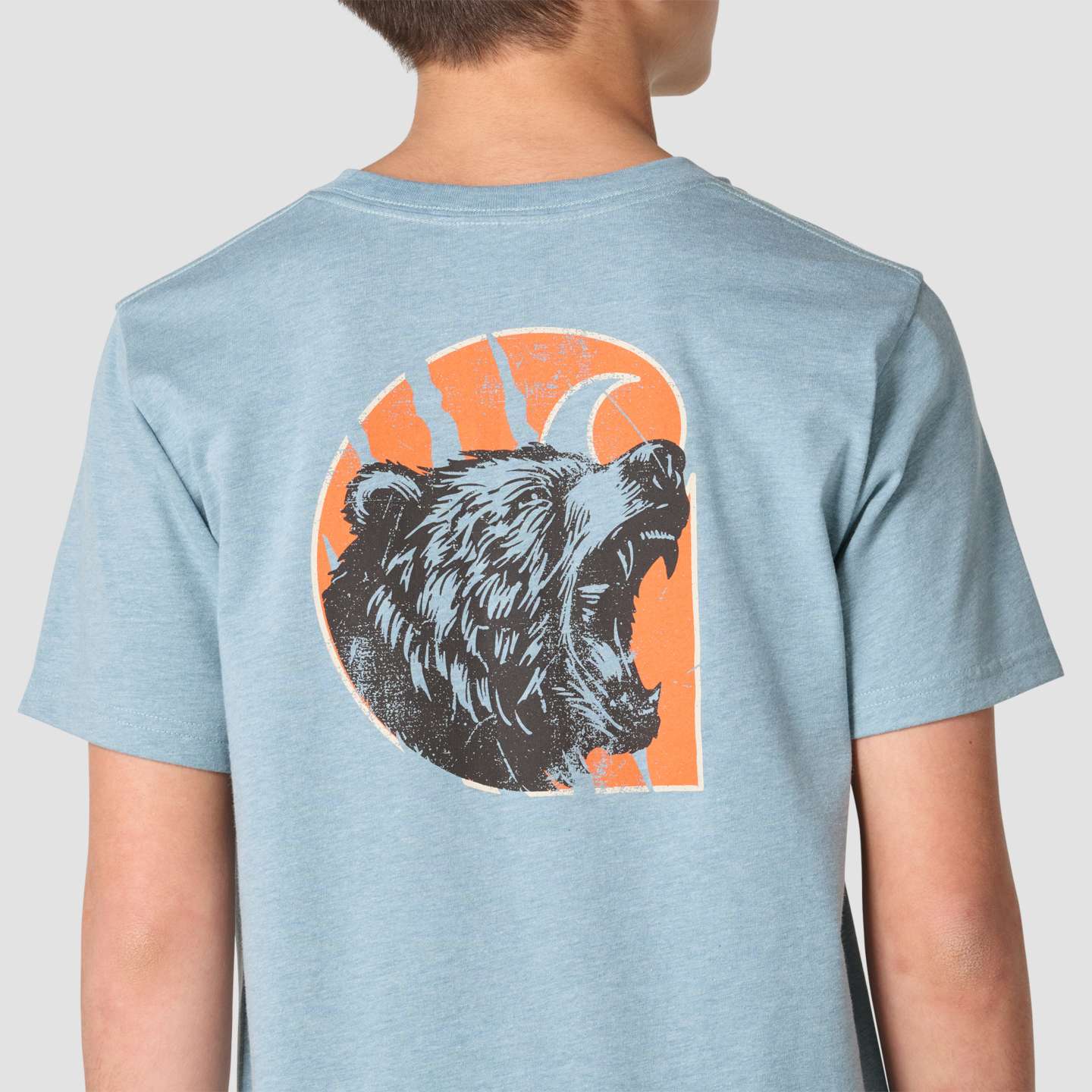 Футболка Carhartt Short Sleeve Bear "C" Pocket-Tee для мальчиков, цвет: Бирюзовый меланжевый — фото 5