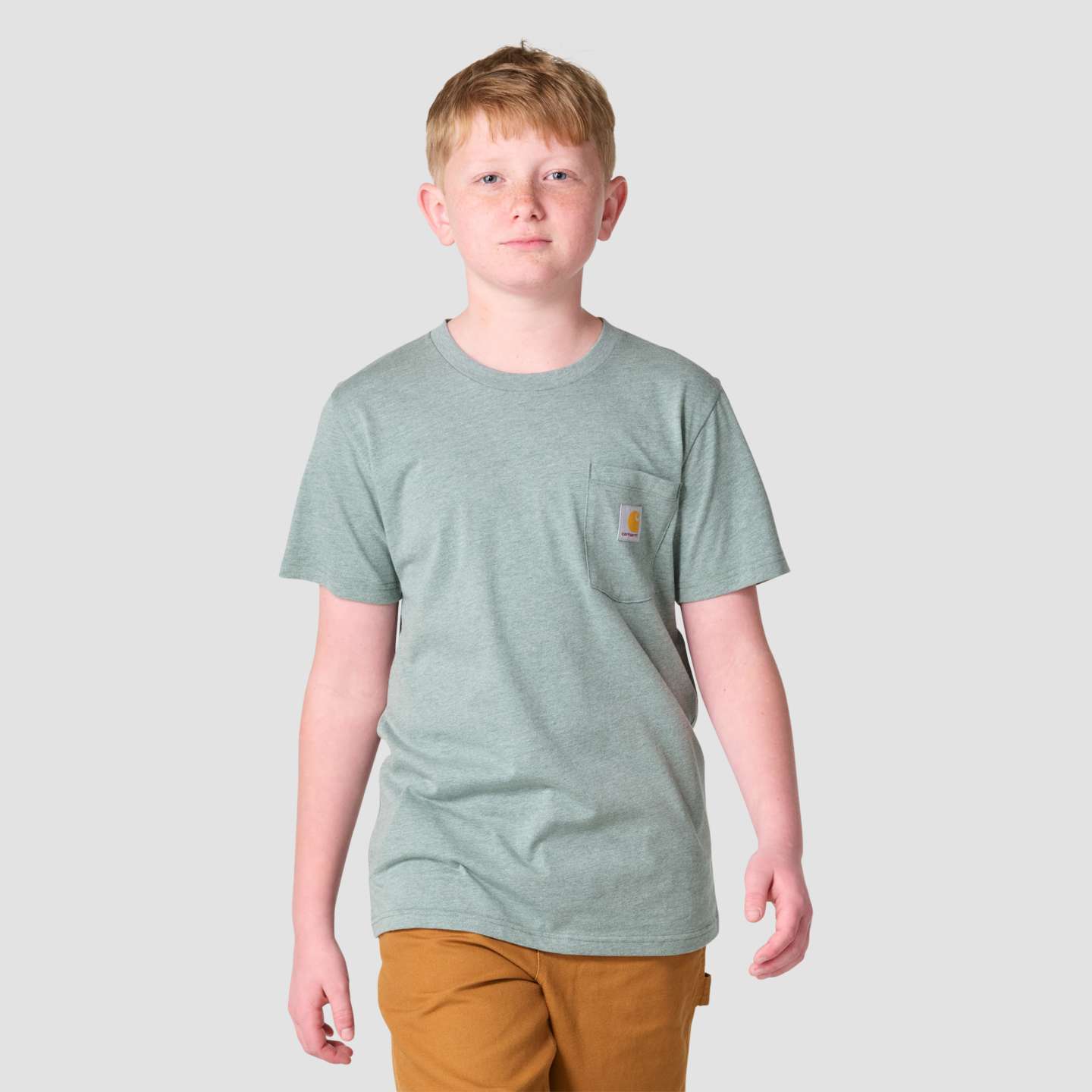 Футболка Carhartt Short Sleeve Pointer Pocket для мальчиков, цвет: Меланжевый — фото 2