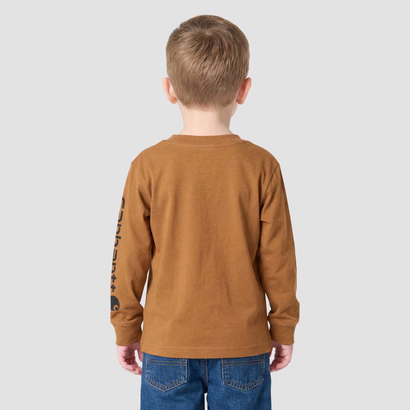 Футболка Carhartt Long Sleeve Pocket Logo T-Shirt (Toddler/Child/Youth) для мальчиков, цвет: Коричневый — фото 4