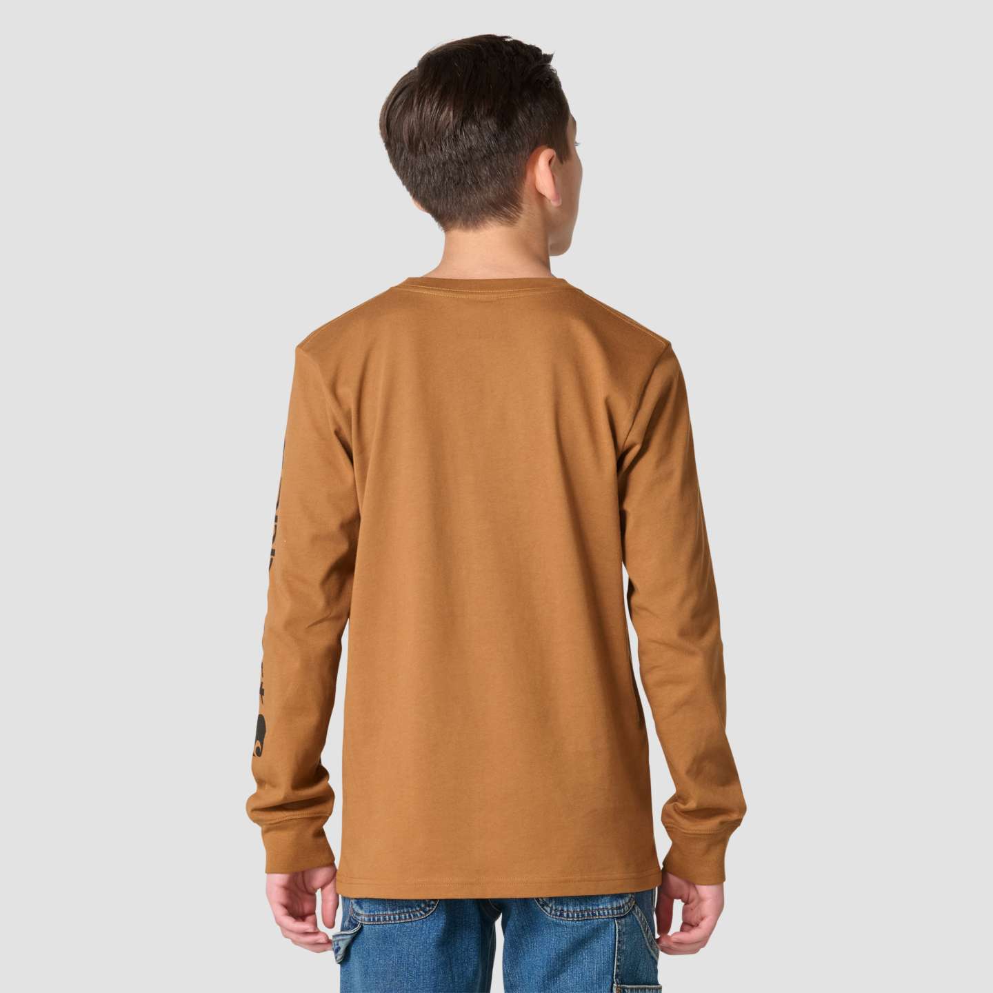 Футболка Carhartt Long Sleeve Pocket Logo T-Shirt (Toddler/Child/Youth) для мальчиков, цвет: Коричневый — фото 5