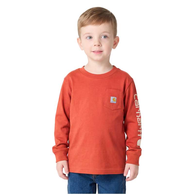 Carhartt  Homestead Red Boys' Long Sleeve Pocket Logo T-Shirt (Toddler/Child/Youth)