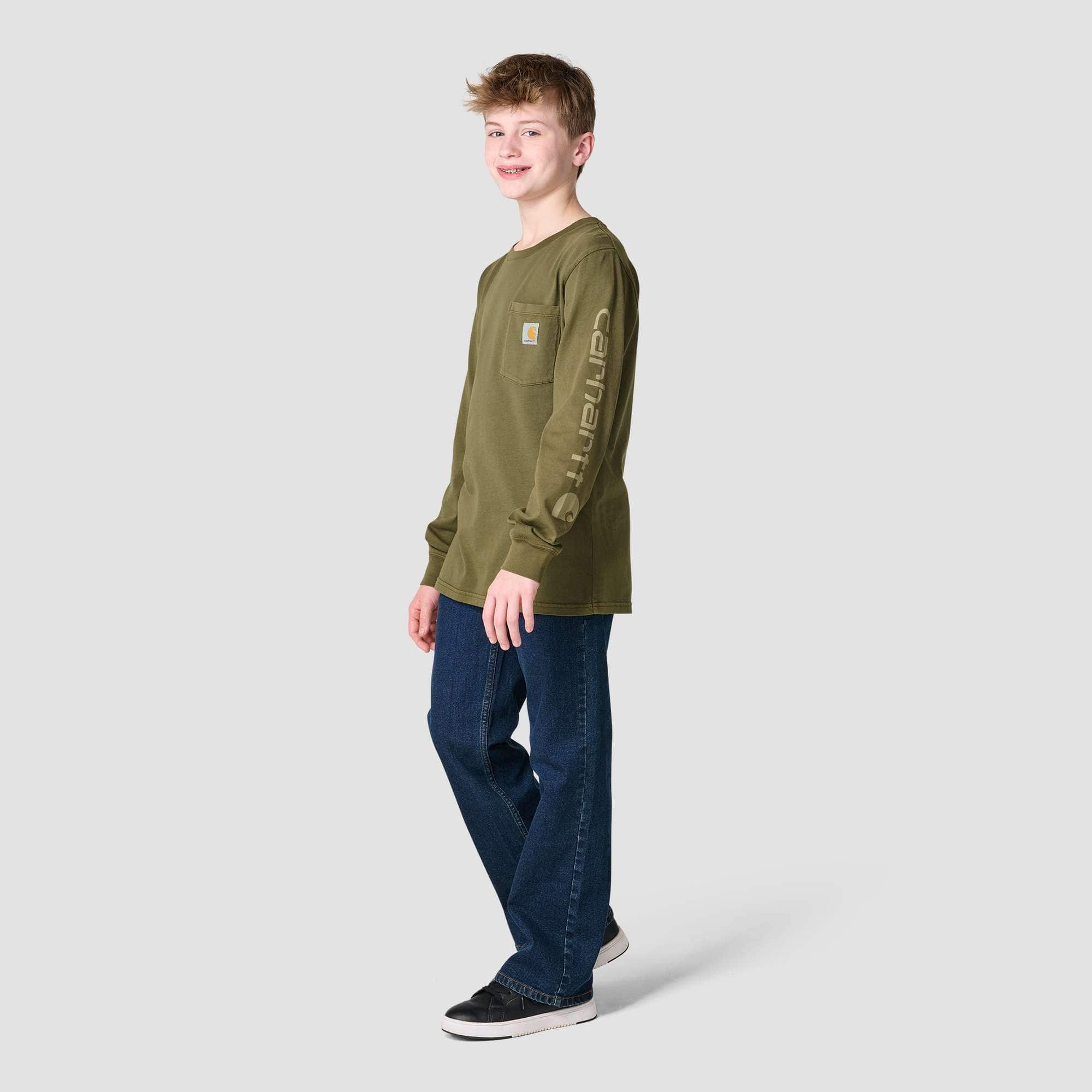 Additional thumbnail 1 of Boys' Long Sleeve Garment Dye Pocket T-Shirt (Toddler/Child/Youth)